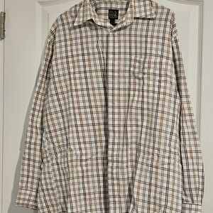 Jos. A. Bank Brown and White Plaid Shirt